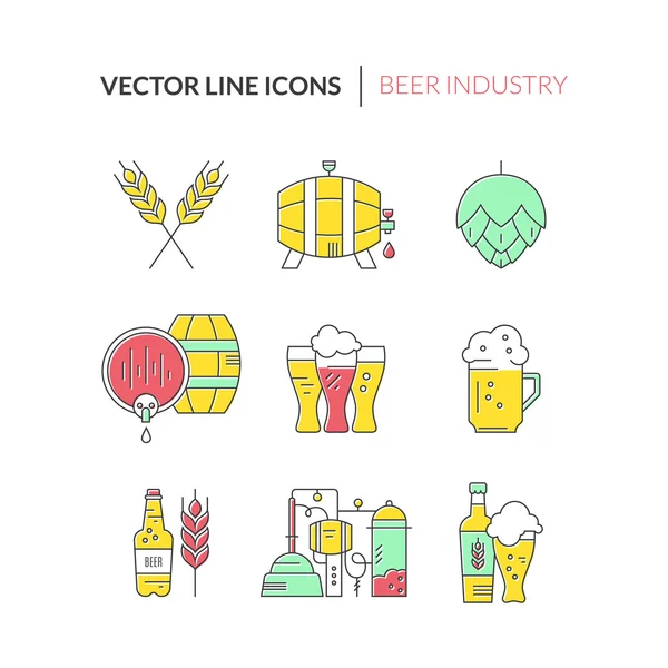 Set van bier gerelateerde pictogrammen — Stockvector