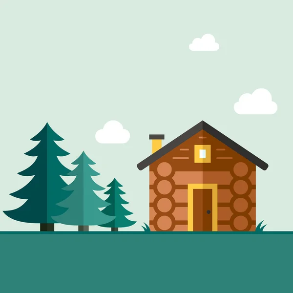 Bâtiment maison en bois — Image vectorielle