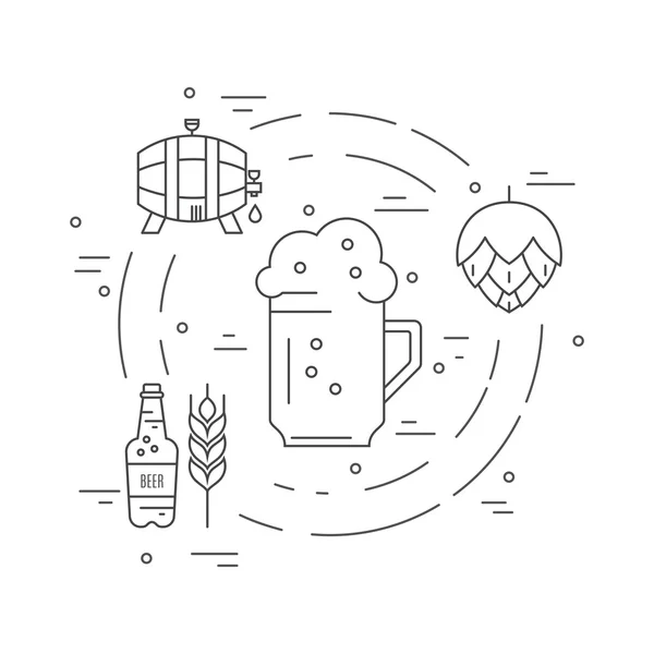 Diferentes símbolos de cerveza y cervecería — Archivo Imágenes Vectoriales