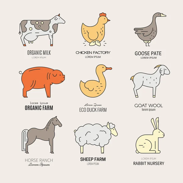 Gård djur ikoner — Stock vektor