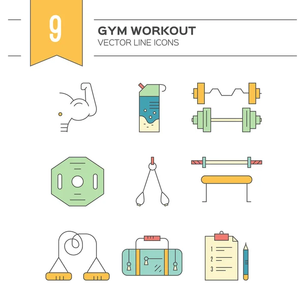 Moderne bodybuilding pictogrammen — Stockvector