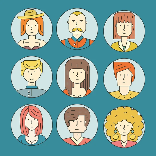 Linear People Icons — Stock Vector