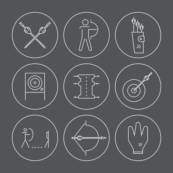 Symbole und Objekte des Bogenschießens — Stockvektor