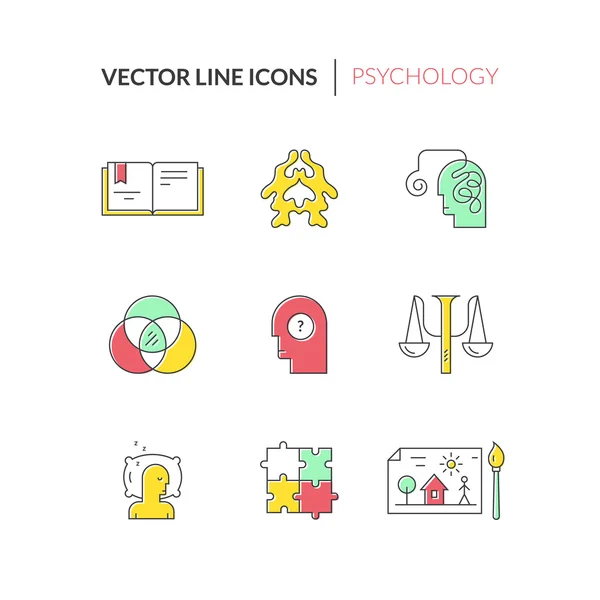 Psykologi och psykisk hälsa symboler — Stock vektor