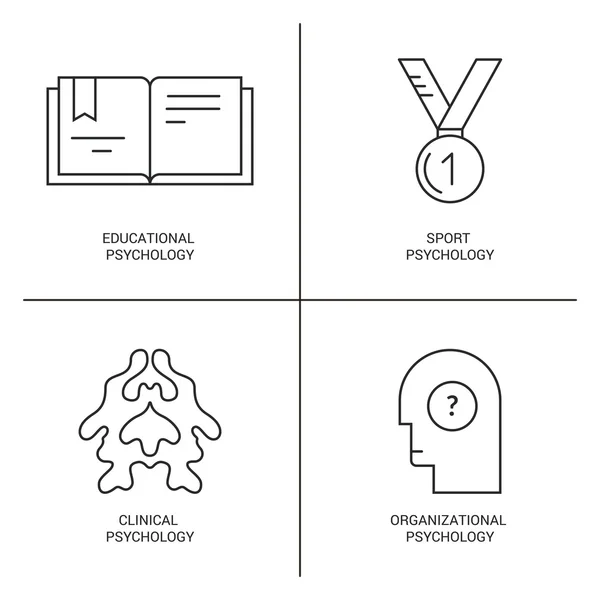 Ícones que introduzem diferentes teorias da psicologia — Vetor de Stock