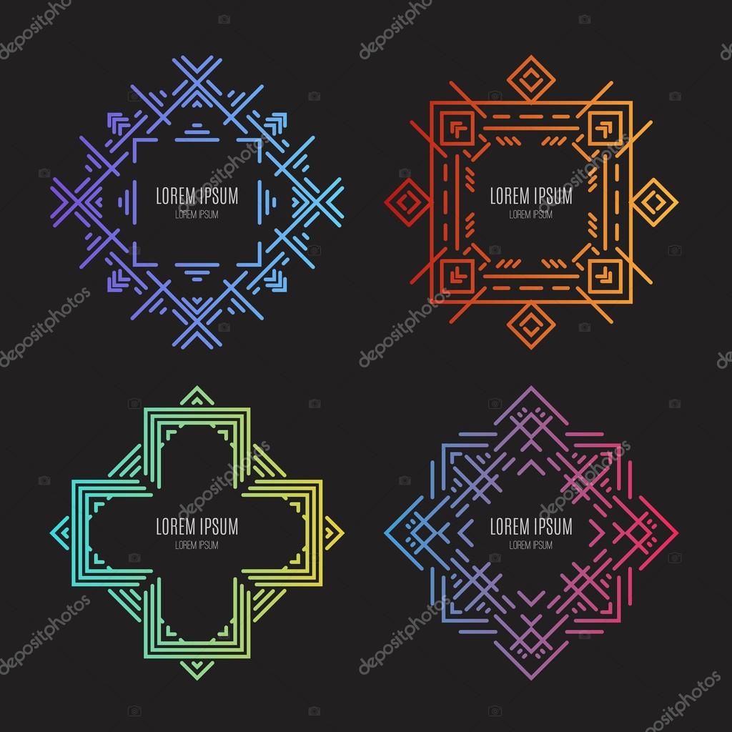 Great vector set of aztec or native styled logotype templates. Clean and simple templates