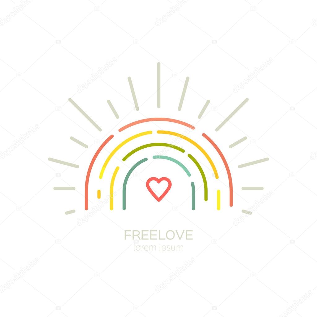 Freelove rainbow with heart vector illustration