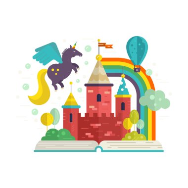 book with colorful fairy castle