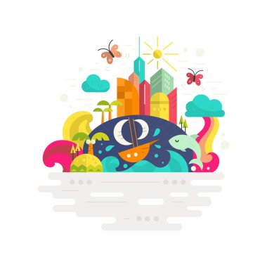 Vacation to tropical paradise concept
