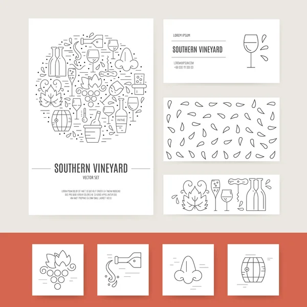 Brandbook avec différents éléments de vin — Image vectorielle