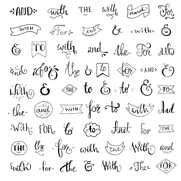 Collection of ink ampersands and catchwords — Stock Vector