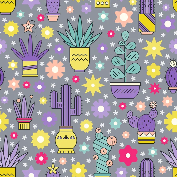 Geometrical pattern with cactuses — Wektor stockowy