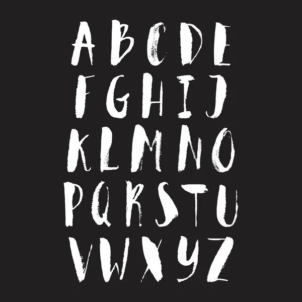 Alphabet drawn by brush with ink — 图库矢量图片