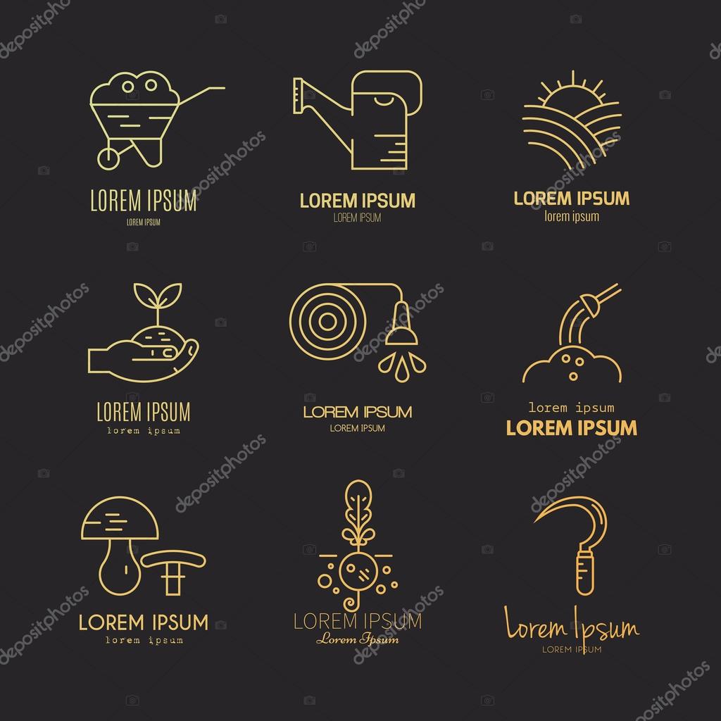 Set of agricultural logos templates made in vector. Unique and easy to edit logotypes templates