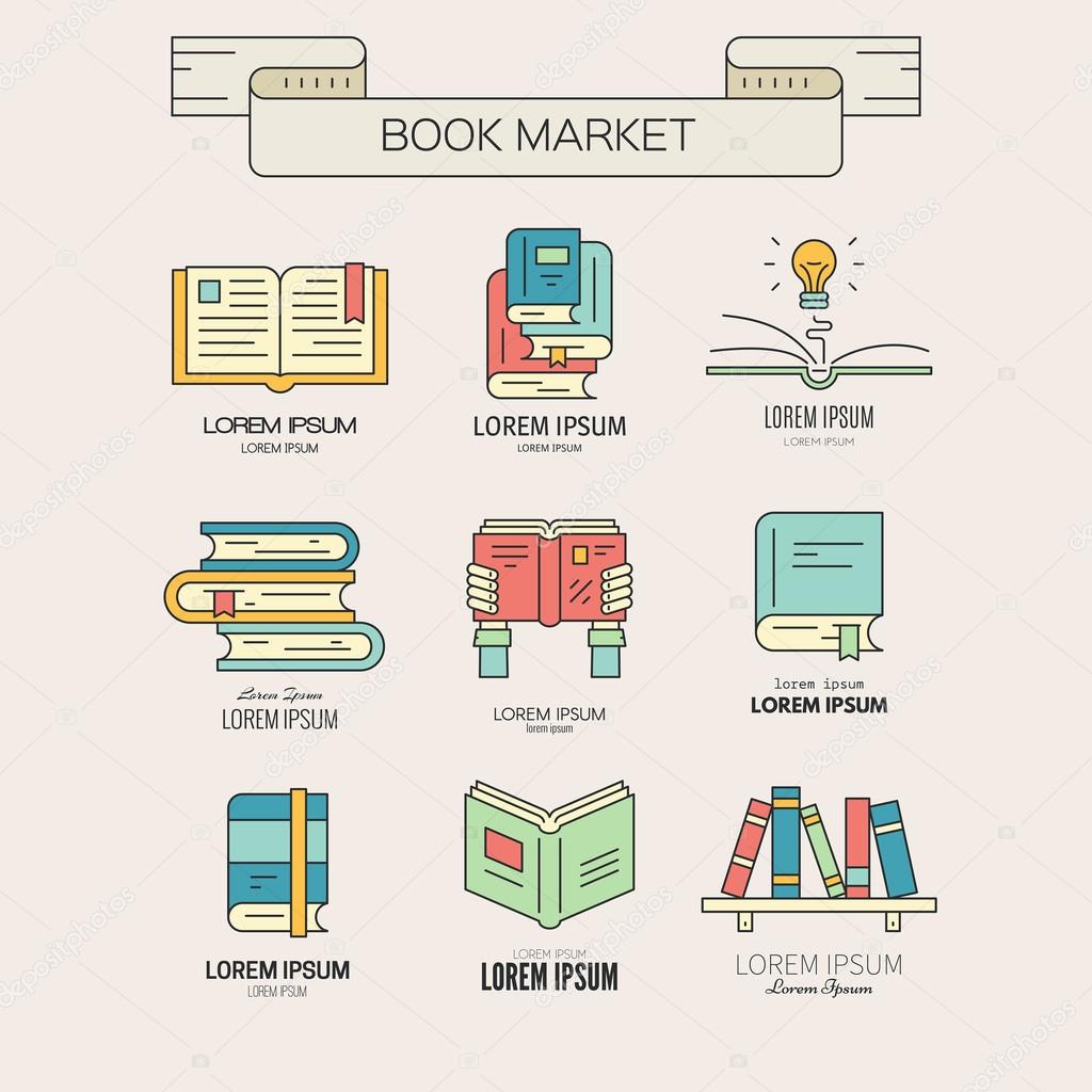 collection of books icons