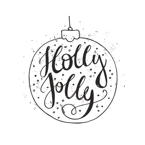 Holly Jolly affisch i bollen — Stock vektor