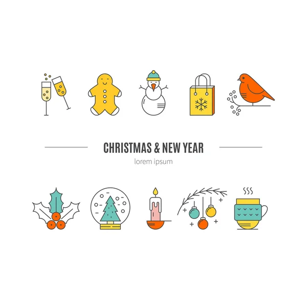 Inverno e Natale simboli — Vettoriale Stock