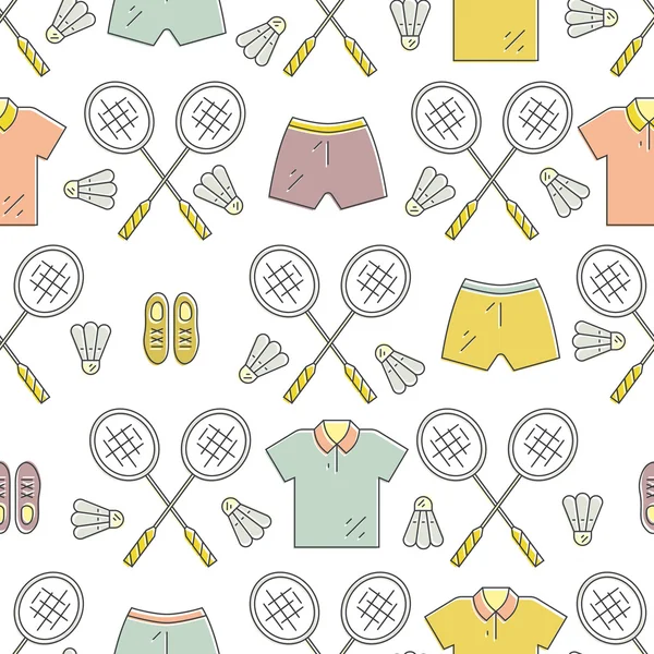 Modèle sans couture avec équipement de badminton — Image vectorielle