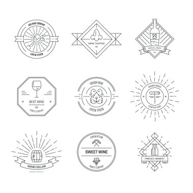 Set of logos and labels for winery
