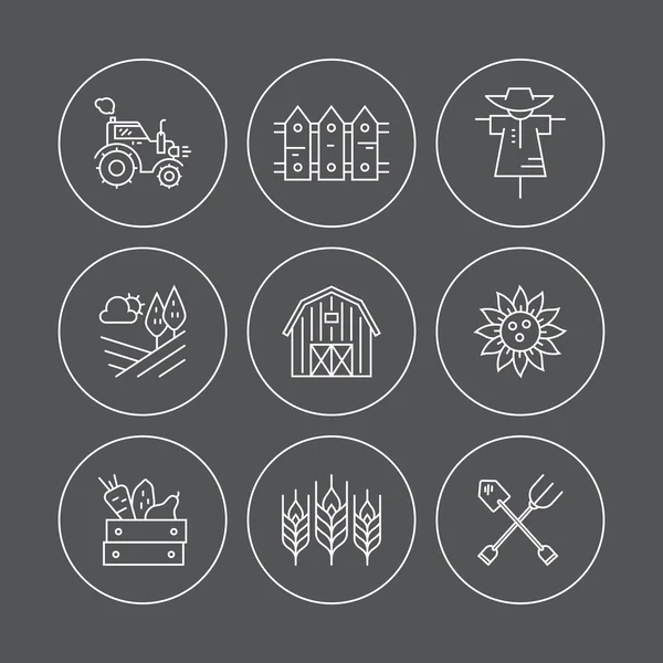 Agricultural symbols in circle shapes — Stockvector