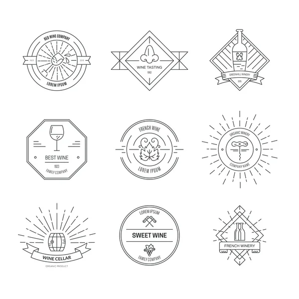 Set of logos and labels for winery