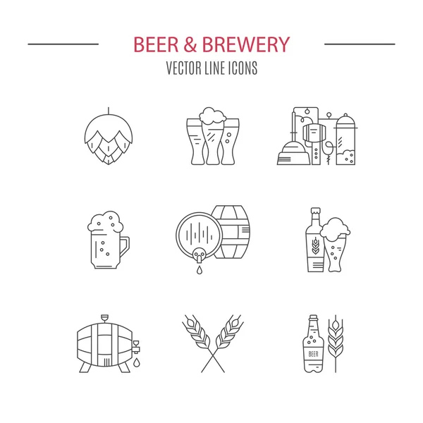Colección de iconos de cervecería — Vector de stock