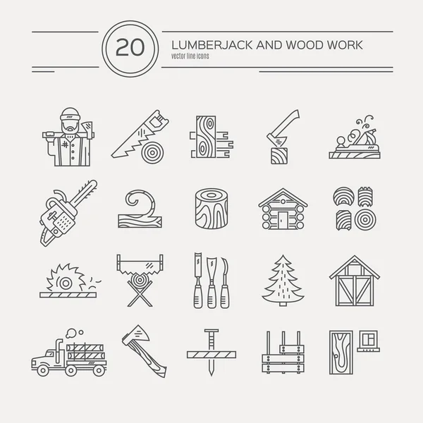 Timber industry icons collection — Stock Vector