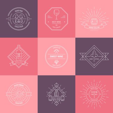 şarap elemanları ile logolar toplama