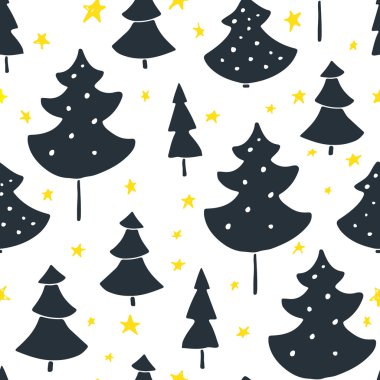 pattern with Christmas trees and decoration