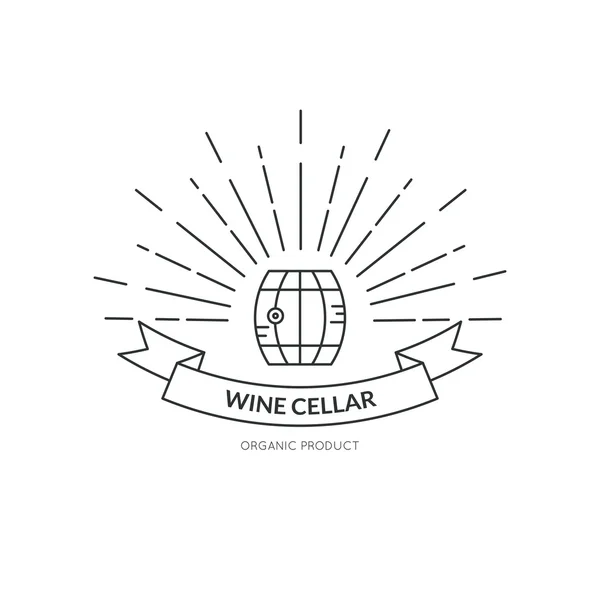 Badge vintage avec tonneau de vin — Image vectorielle