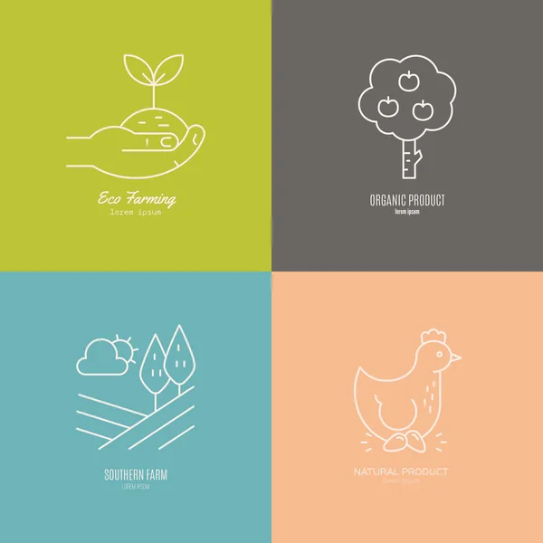 Logotipi con elementi eco-agricoli — Vettoriale Stock