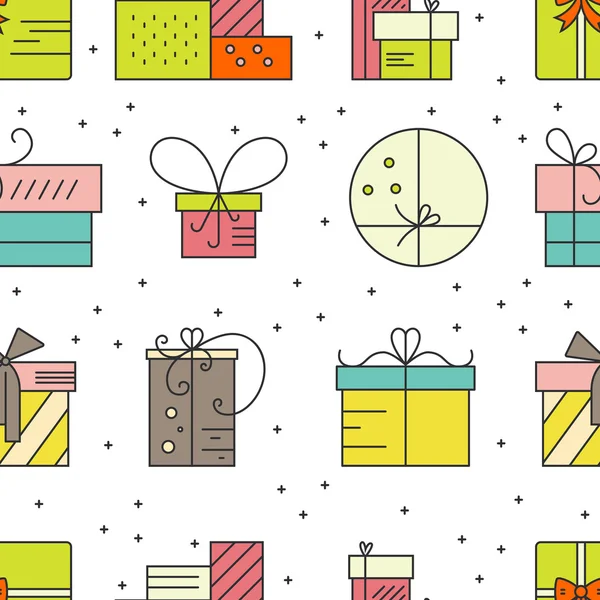 Holiday seamless pattern with gifts — ストックベクタ