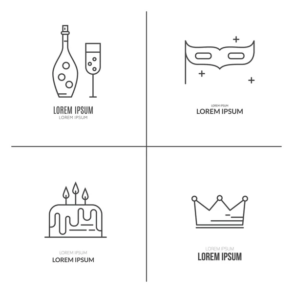 Modern line style party icons — Stok Vektör