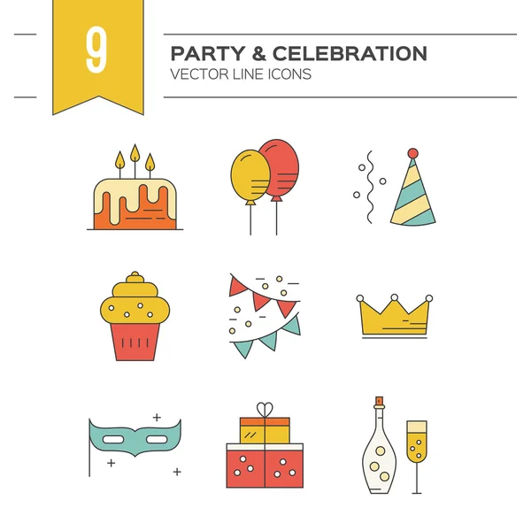 Іконки планування вечірок і подій — стоковий вектор