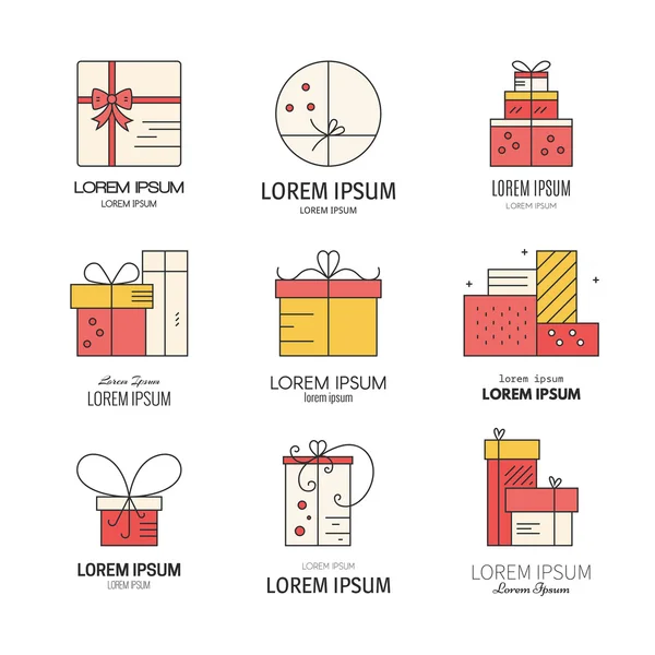 Иконы с подарочными коробками — стоковый вектор