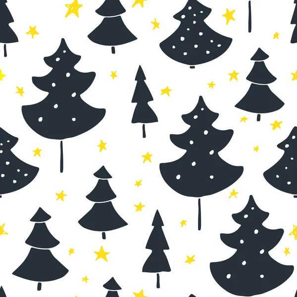 Pattern with Christmas trees and decoration — ストックベクタ