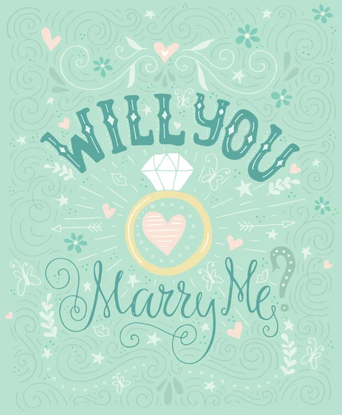 Lettering with marriage proposal — 스톡 벡터