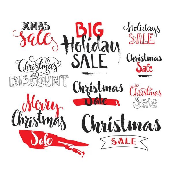 Holiday sale and christmas discount signs — Stok Vektör