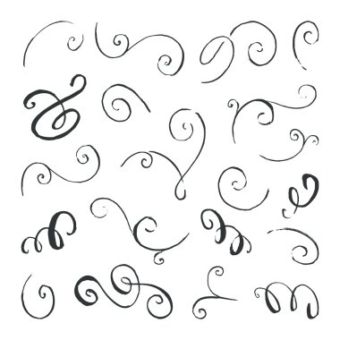 Collection of hand drawn swirls and curls