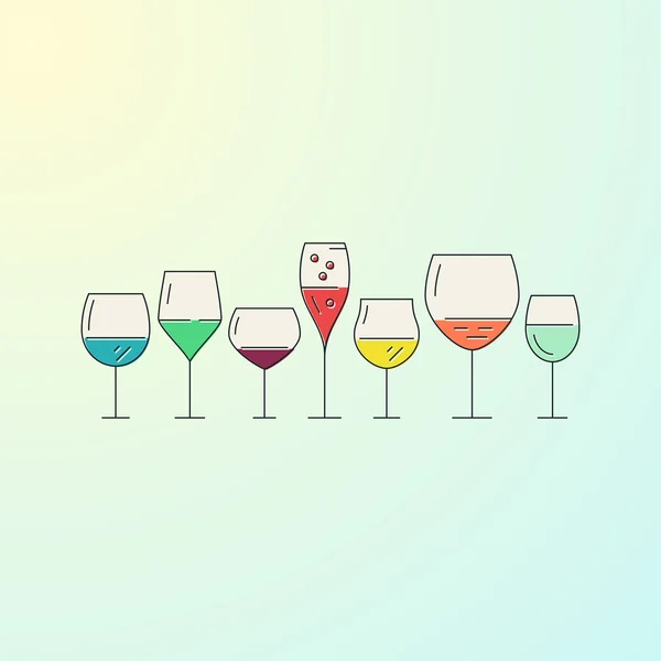 Collection of wine glasses — Stock Vector