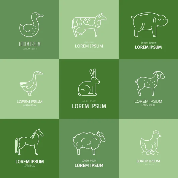 Iconos de animales de granja — Archivo Imágenes Vectoriales