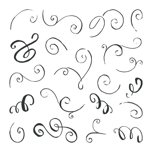 Collection of hand drawn swirls and curls — Stok Vektör