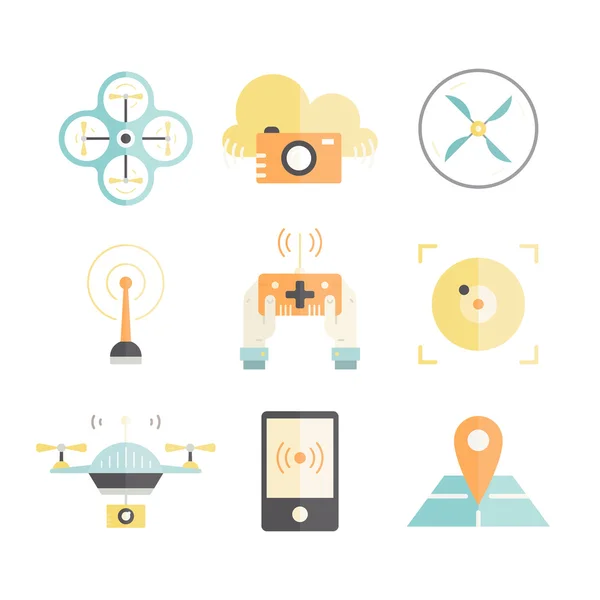 Drone Flat Icons — Stock Vector