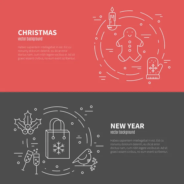 Navidad y Año Nuevo elementos de celebración — Vector de stock