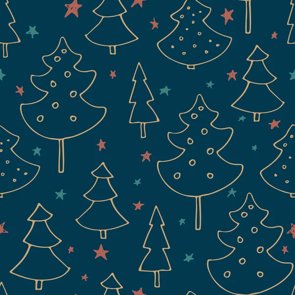 Christmas seamless pattern with trees — Stock Vector