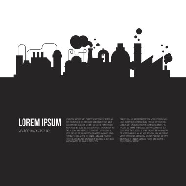 Card template with factory buildings.