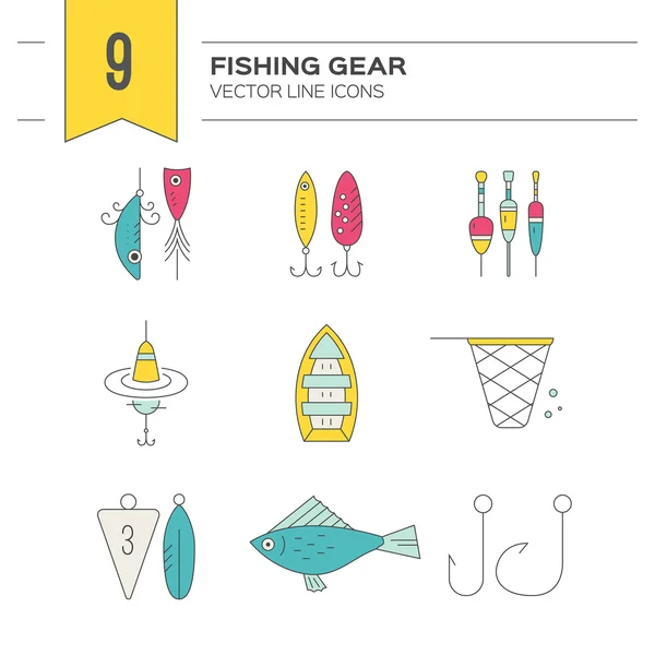 Collection of different fishing gear — 스톡 벡터