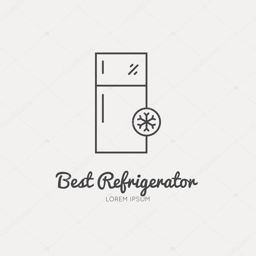 Single logo with graphic illustration of a fridge made in line style vector. Clean and modern label for a shop, product or company.