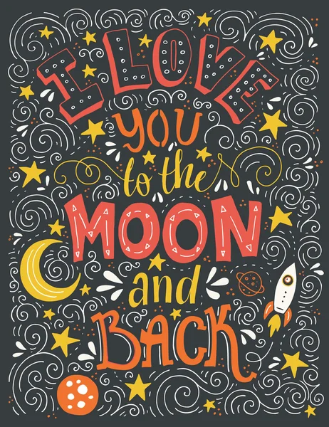 Amo-te até à lua e volto. —  Vetores de Stock