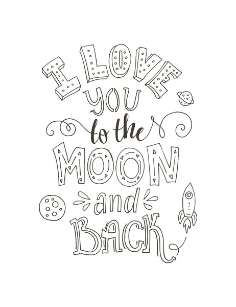 Te amo a la luna y de vuelta — Vector de stock